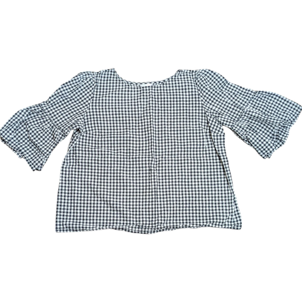 Time & Tru - Women's Shirt/Top  Size 22 - XXXL  Black/White Plaid Ruffle Sleeve